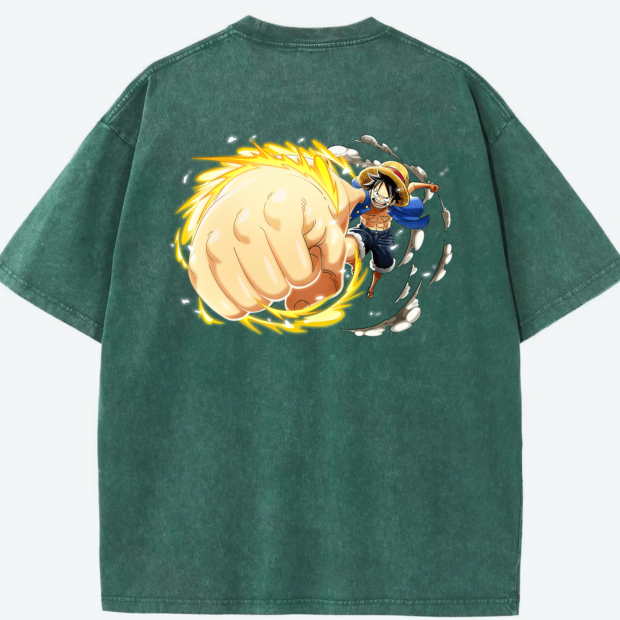ワンピース モンキー・D・ルフィ ONE PIECE Monkey D. Luffy 綿100% ヴィンテージ風 半袖Tシャツ（背面プリント）